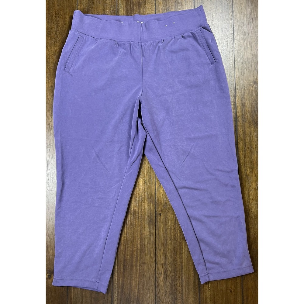 FLX Travel Leisure Jogger Pants Purple Cropped Tapered Plus Size 1X Activewear